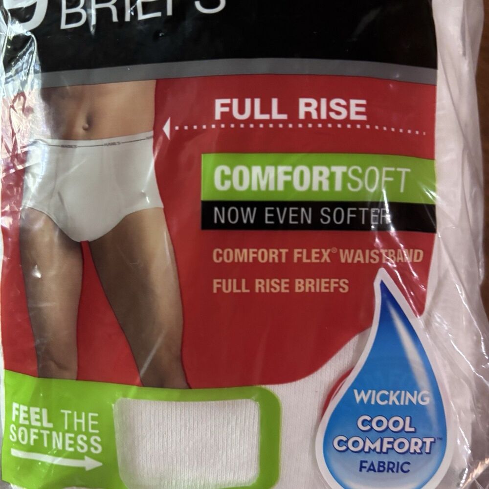 Hanes White Briefs Men's Medium 9 Pack Full Rise Wicking Cool 100% Cotton 32-34 - Picture 5 of 7